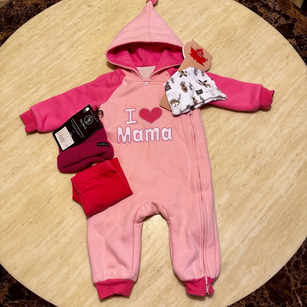 Pink 'I Love Mama' Kids One Piece bundle